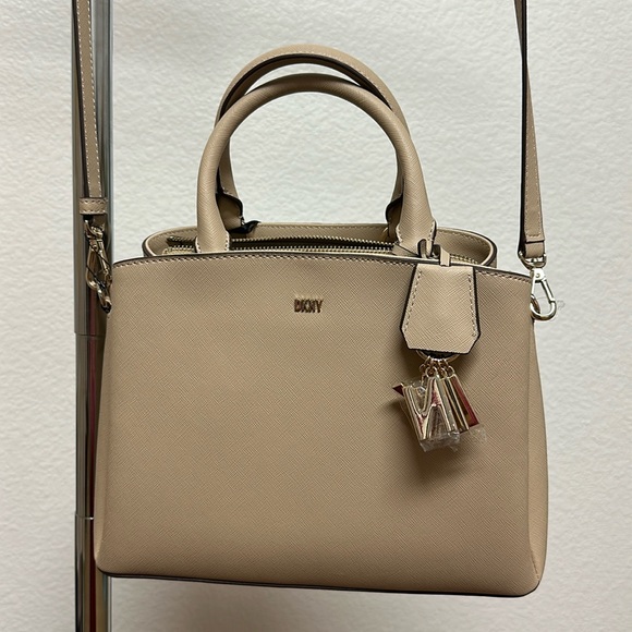 Dkny Bags Nwt Dkny Paige Md Satchel Purse Beige Poshmark